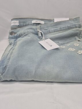 Jessica Simpson Light Blue High-Rise Jeans with Floral Embroidery